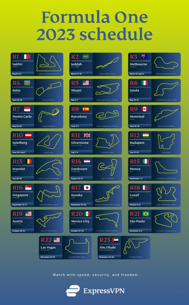 2023 formula 1 schedule of races